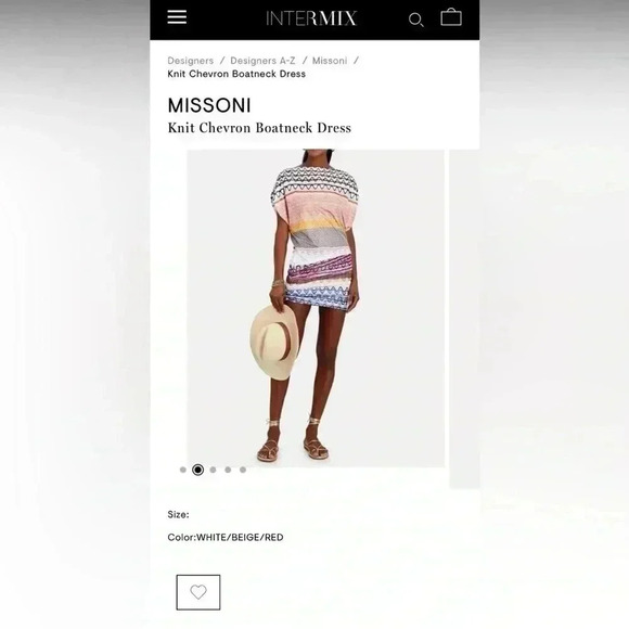 MISSONI Knit Chevron Boatneck Mini Dress 44 US 8 L Multicolor Chevron Midi Short - Picture 4 of 12